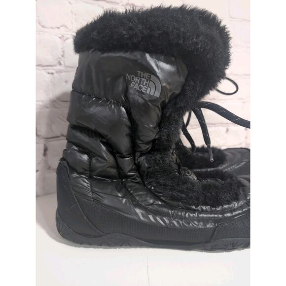 The North Face Appy Women's Boots Black Quilted Puffer Winter Goose Down Size 11 - Picture 3 of 16
